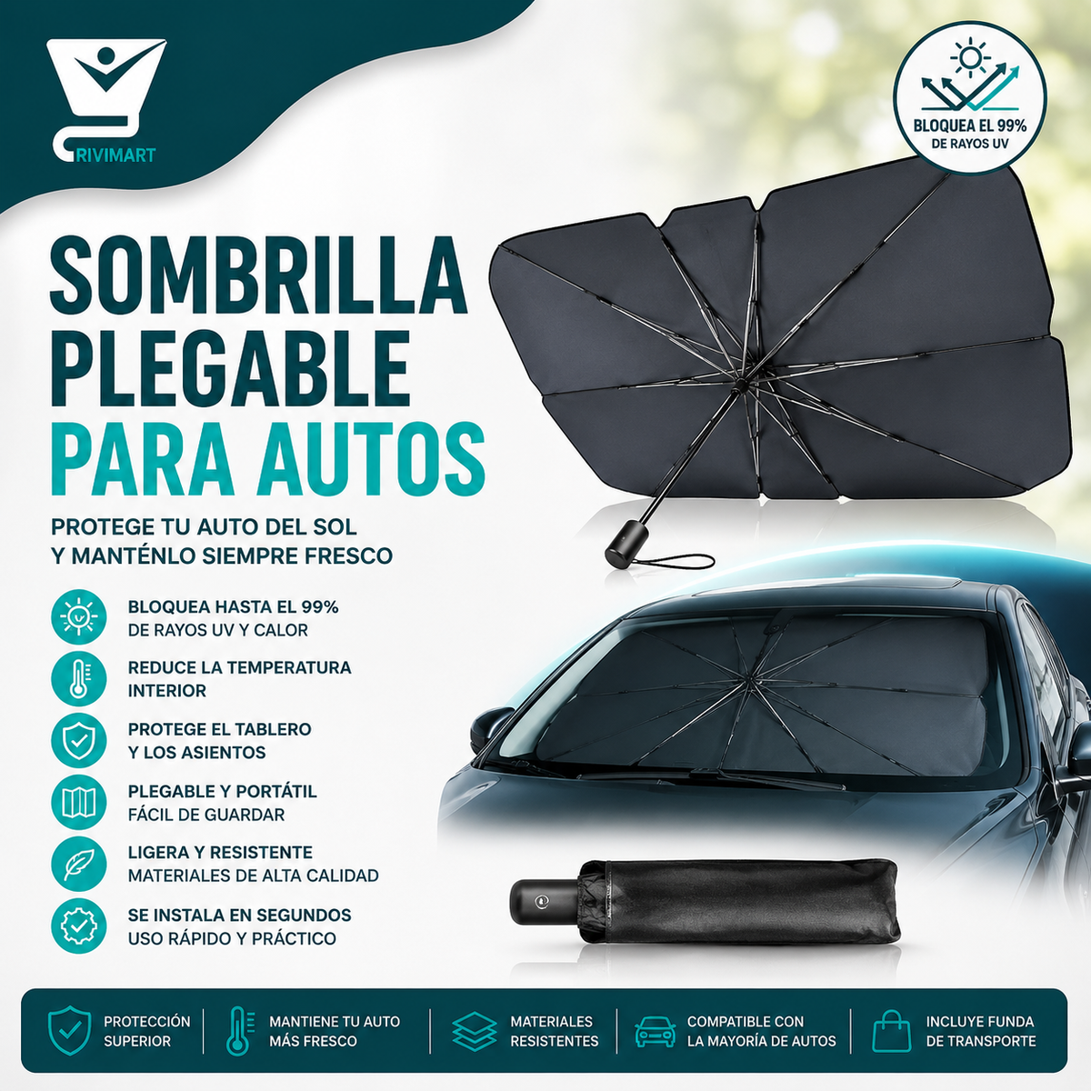 ☂️ SunShield™ | Sombrilla Plegable para Auto