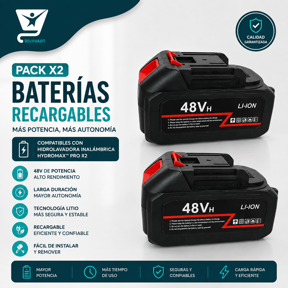 Pack Autonomía Extendida HydroMax™ X2 - 2 Baterías de Litio 48V